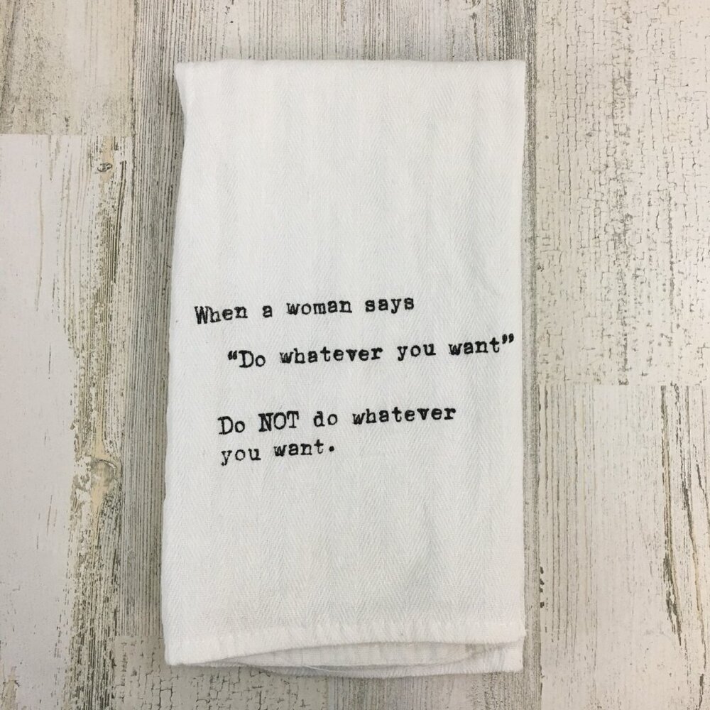 Novelty White Tea Towel Bar Marriage Woman Second Nature by Hand